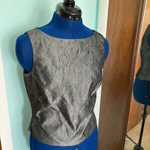 Silver Sleeveless Top with Rhinestone Accents, Size 6
